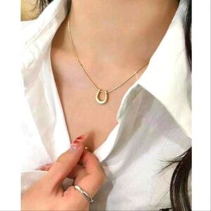 NEW! Minimalist Horsehoe Pendant Snake Chain Gold Necklace